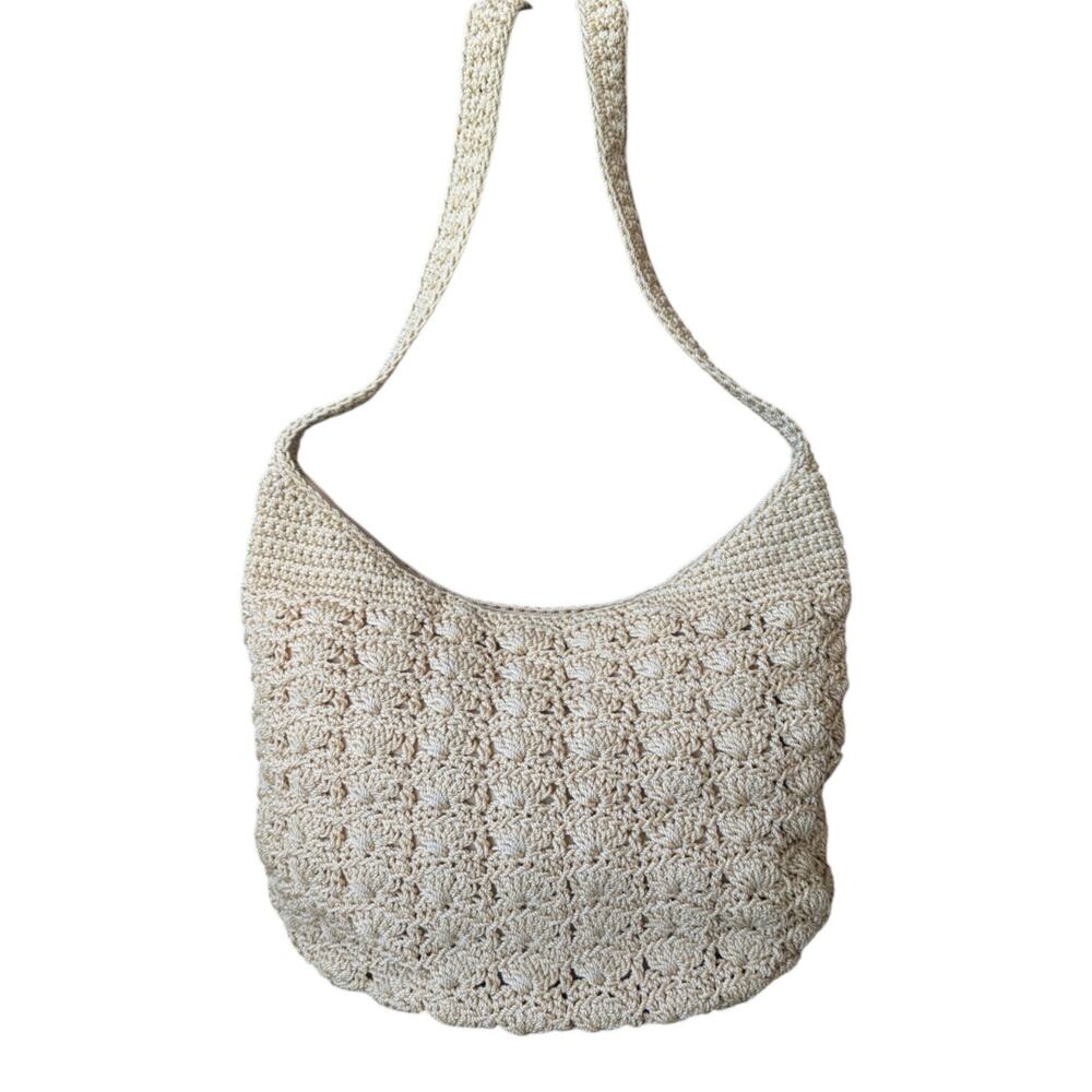 💜Croft & Barrow Tan Crochet Hobo Shoulder Bag